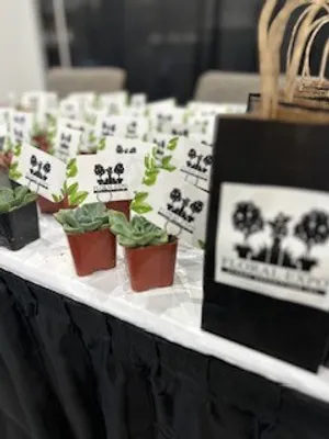 We used the branded stickers to make branded bags to hold the succulents with our business cards from Imprint Now The quality of the stickers and business cards were great and clients loved our little trade show giveaway