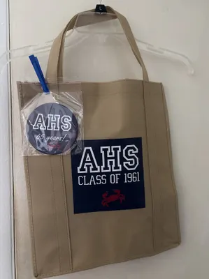 Custom Reusable Grocery Tote Bag - High school class reunion 65 years out and still going strong Tote bags  coasters well received