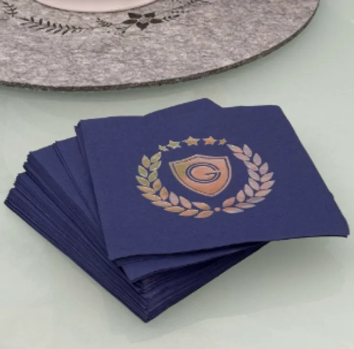 CustomPhoneWalletsNow.com - Custom Foil Stamped Beverage Napkin