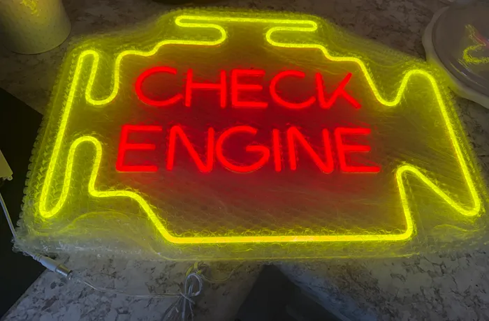 CustomPhoneWalletsNow.com - Check Engine Neon Sign