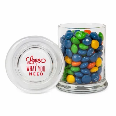 Glass Gourmet Jar - Chocolate Buttons Imprinted - Custom Phone Wallets Now