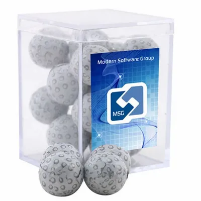 Acrylic Box with Chocolate Golf Balls - Small - Custom Phone Wallets Now