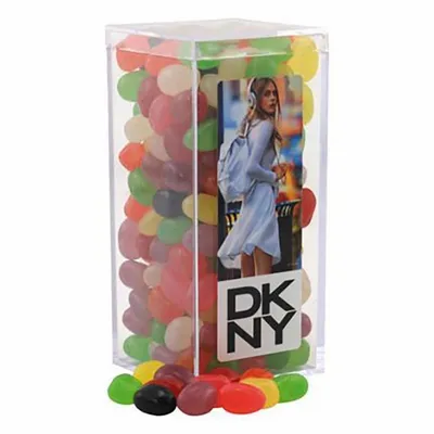 Large Rectangle Acrylic Candy Box with Assorted Jelly Beans - Custom Phone Wallets Now