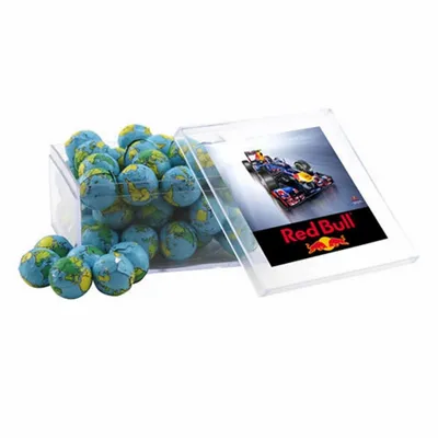 Acrylic Box with Chocolate Globes - Large - Custom Phone Wallets Now