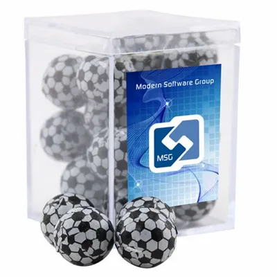 Acrylic Box with Chocolate Soccer Balls - Small - Custom Phone Wallets Now