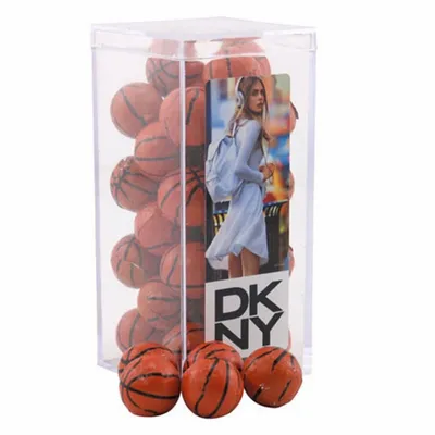 Acrylic Box with Chocolate Basketballs - Medium - Custom Phone Wallets Now