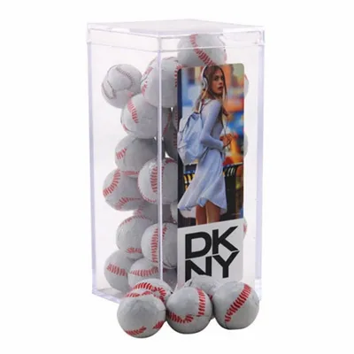 Acrylic Box with Chocolate Baseballs - Medium - Custom Phone Wallets Now