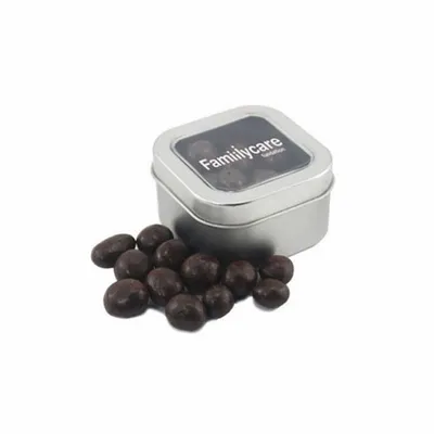 Window Tin w/ Choc Espresso Beans - Custom Phone Wallets Now