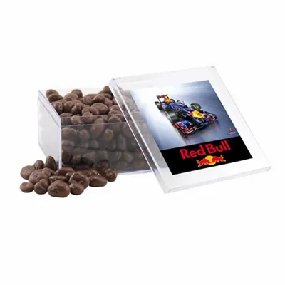 Acrylic Box with Choc Covered Raisins - Large - Custom Phone Wallets Now