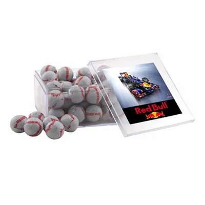 Acrylic Box with Chocolate Baseballs - Large - Custom Phone Wallets Now