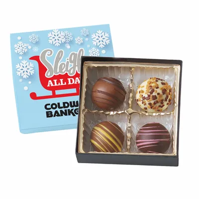 Truffle Gift Box Full Color Lid with 4 Truffles - Custom Phone Wallets Now
