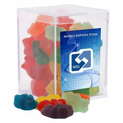 Clever Candy Small Acrylic Candy Box with Gummy Bears - Custom Phone Wallets Now