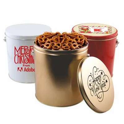 1 Gallon Gift Tin with Pretzels - Custom Phone Wallets Now