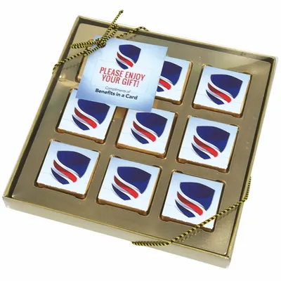 Nine Piece Chocolate Foiled Square Gift Box - Custom Phone Wallets Now