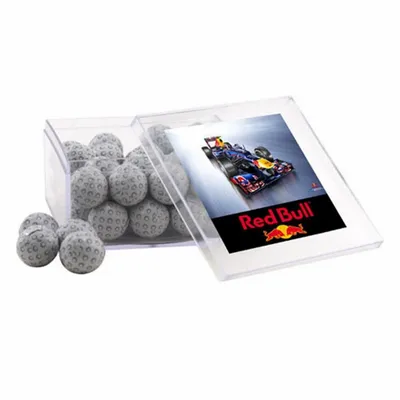 Acrylic Box with Chocolate Golf Balls - Large - Custom Phone Wallets Now