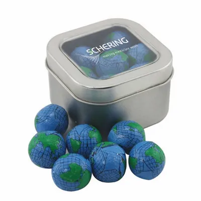 Window Tin with Chocolate Globes - SBF2500 - Custom Phone Wallets Now