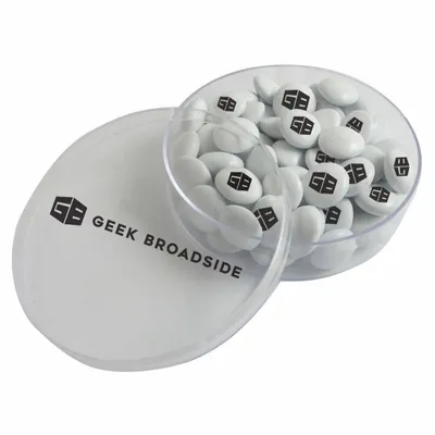 Small Round Acrylic with Imprinted Chocolate Buttons - Custom Phone Wallets Now