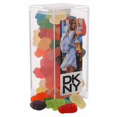 Clever Candy Large Rectangle Acrylic Candy Box with Gummy Bears - Custom Phone Wallets Now