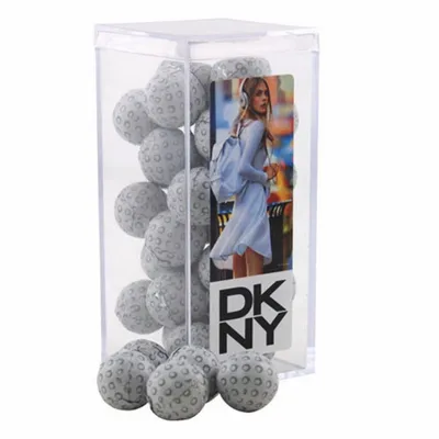 Acrylic Box with Chocolate Golf Balls - Medium - Custom Phone Wallets Now