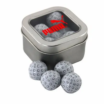 Window Tin with Chocolate Golf Balls - SBF2500 - Custom Phone Wallets Now