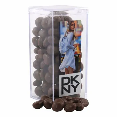 Acrylic Box with Chocolate Covered Peanuts - Medium - Custom Phone Wallets Now