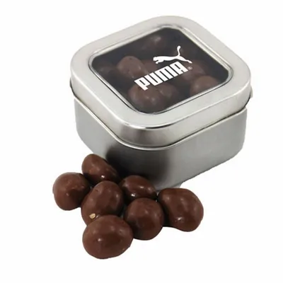 Window Tin with Choc Peanuts - Custom Phone Wallets Now