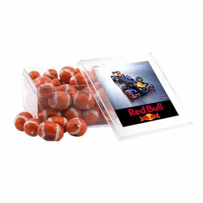 Acrylic Box with Chocolate Footballs - Large - Custom Phone Wallets Now