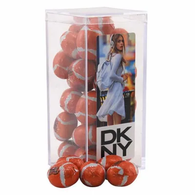 Acrylic Box with Chocolate Footballs - Medium - Custom Phone Wallets Now