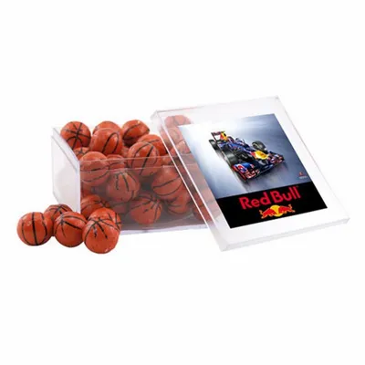 Acrylic Box with Chocolate Basketballs - Large - Custom Phone Wallets Now