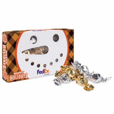 Snowman Die Cut Box with Twist Wrapped Truffles - Custom Phone Wallets Now