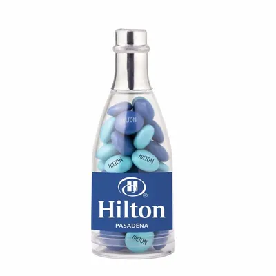Champagne Bottle with Imprinted Chocolate Buttons - Custom Phone Wallets Now