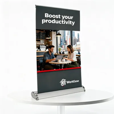Desktop Roll Up Banner - Custom Phone Wallets Now