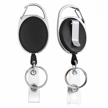 Solid Black and Steel Reel Keychain Solid Black and Steel Reel Keychain - Custom Phone Wallets Now