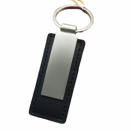 Rectangle Leather & Metal Keychain Rectangle Leather & Metal Keychain - Custom Phone Wallets Now