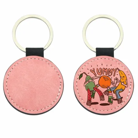 Full-Color Circle Leather Keychain Full-Color Circle Leather Keychain - Custom Phone Wallets Now