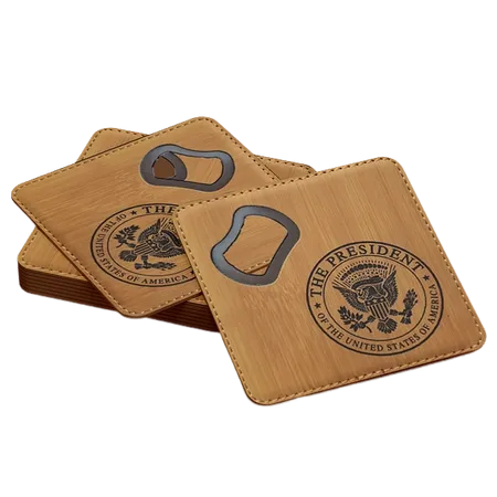 Leather Bottle Opener Coaster - Custom Phone Wallets Now
