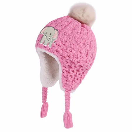 Cutesy Pom Acrylic Kid Beanies with Earflaps - Custom Phone Wallets Now