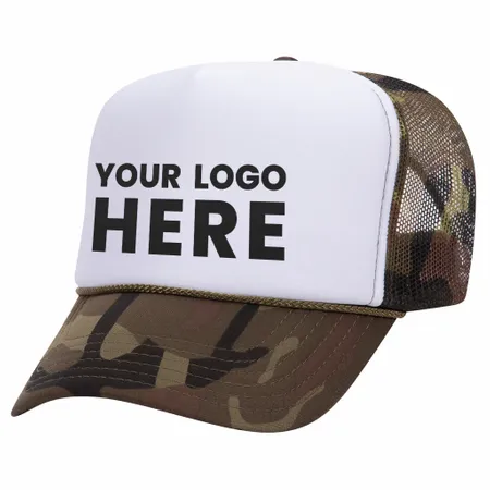 Otto 49-158 5-Panel High Crown Foam Trucker Hat - Camo - Custom Phone Wallets Now