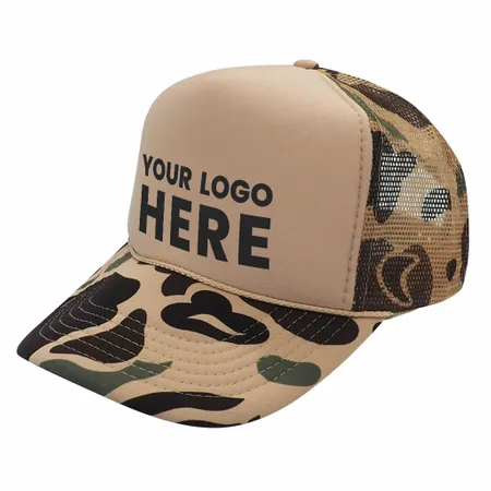 Nissun CPC - Foam Trucker Hat Camo, 5-Panel Camouflage Cap - Custom Phone Wallets Now
