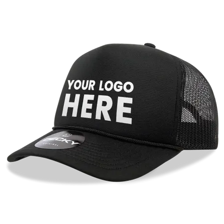 Decky 6025 Mid Profile, 5 Panel Foam Trucker Hat Decky 6025 Mid Profile, 5 Panel Foam Trucker Hat - Custom Phone Wallets Now