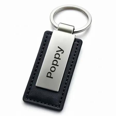 Rectangle Leather & Metal Keychain - Custom Phone Wallets Now