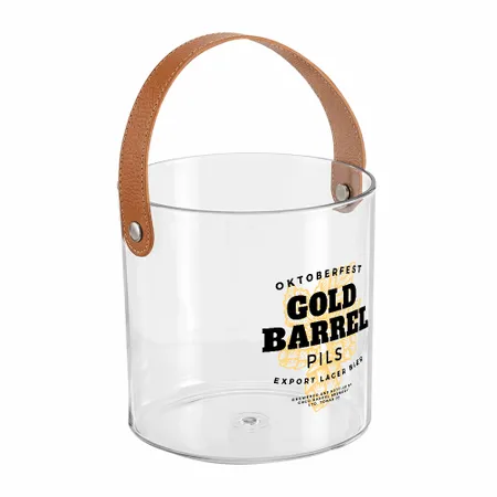 Leather-Strap Clear Drink Buckets - Custom Phone Wallets Now