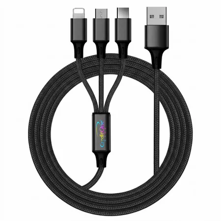 Nylon Braided 3-in-1 Charging Cables - Custom Phone Wallets Now