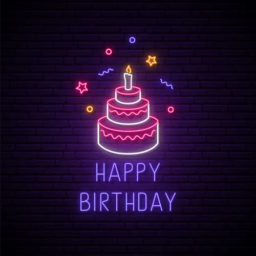 Happy Birthday with Cake Neon Sign - Custom Phone Wallets Now