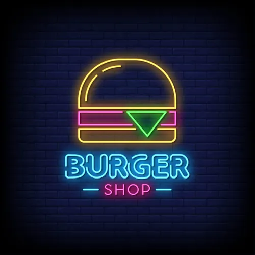 Burger Shop Neon Sign - Custom Phone Wallets Now