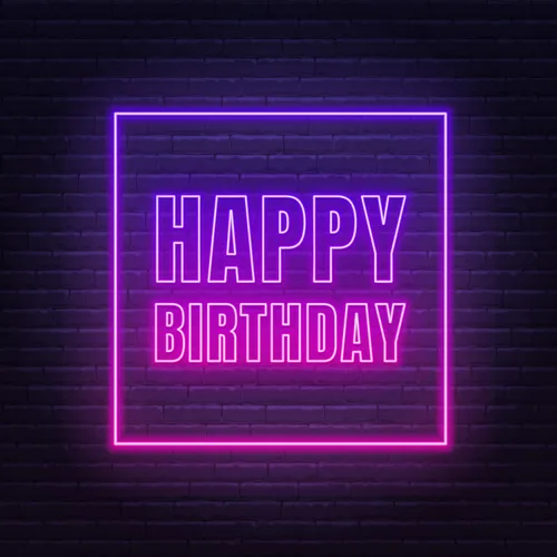 Happy Birthday Framed Neon Sign - Custom Phone Wallets Now