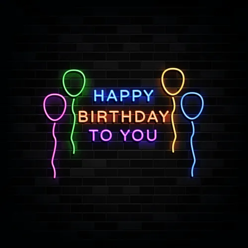 Happy Birthday To You with Balloons Neon Sign - Custom Phone Wallets Now
