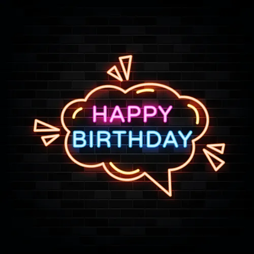 Happy Birthday in Bubble Thought Neon Sign - Custom Phone Wallets Now