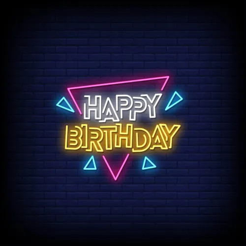 Angles Happy Birthday Neon Sign - Custom Phone Wallets Now