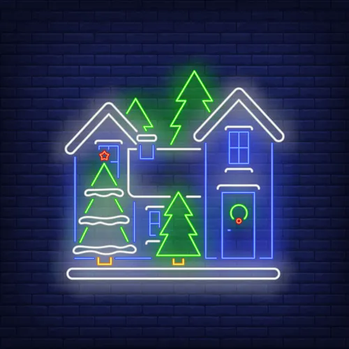 Christmas House Neon Sign - Custom Phone Wallets Now